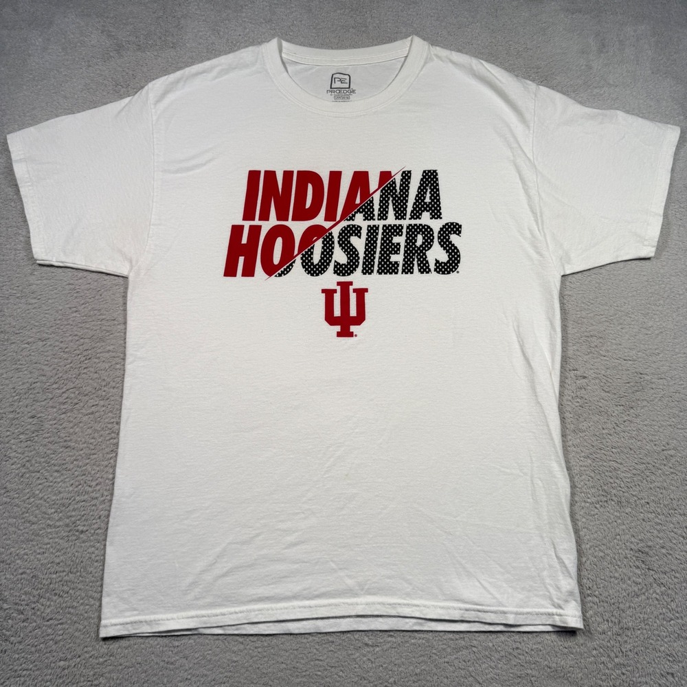 ProEdge Indiana Hoosiers T-Shirt‎ Mens Large White Graphic IU Logo NCAA Cotton